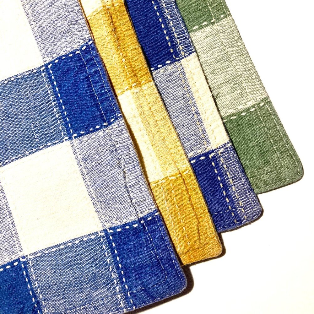 Set of 4 Cotton Buffalo Plaid Placemats, 2-sided
